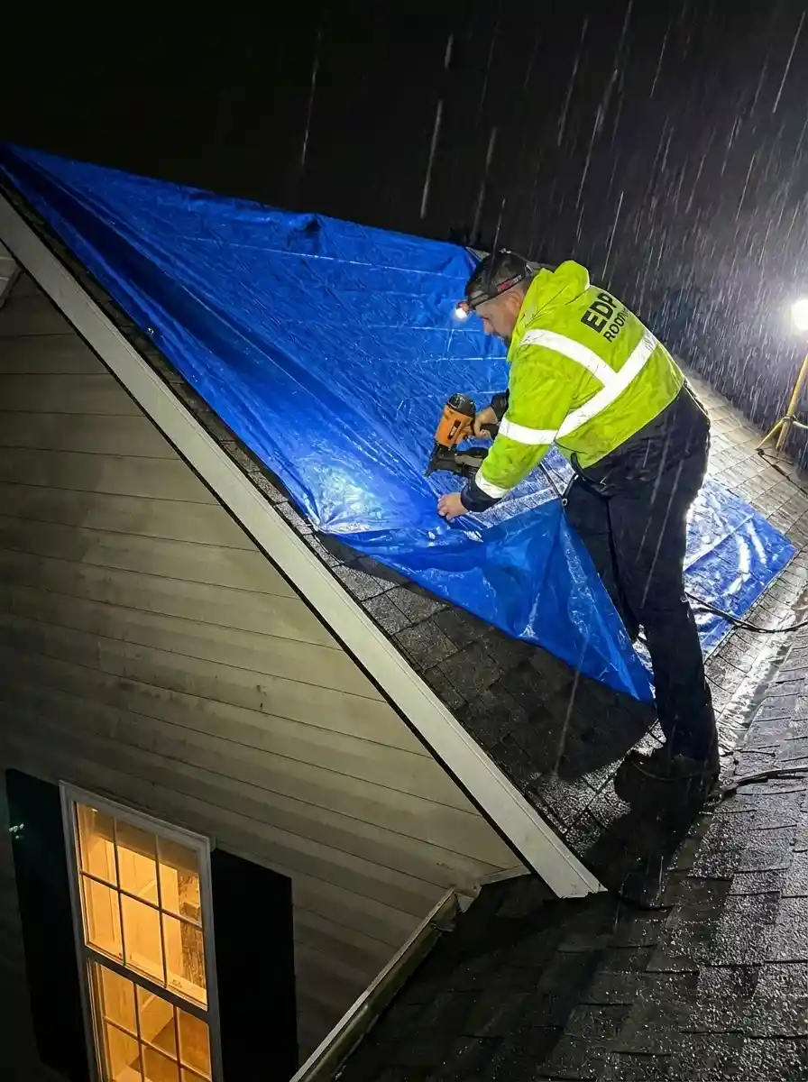 Service illustration of EDP's 24/7 emergency roof tarping and temp repairs