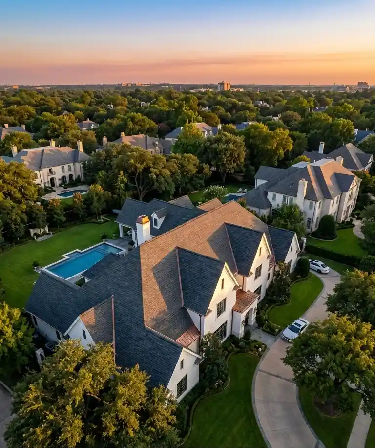 Illustration of types of Highland Park homes we've re-roofed